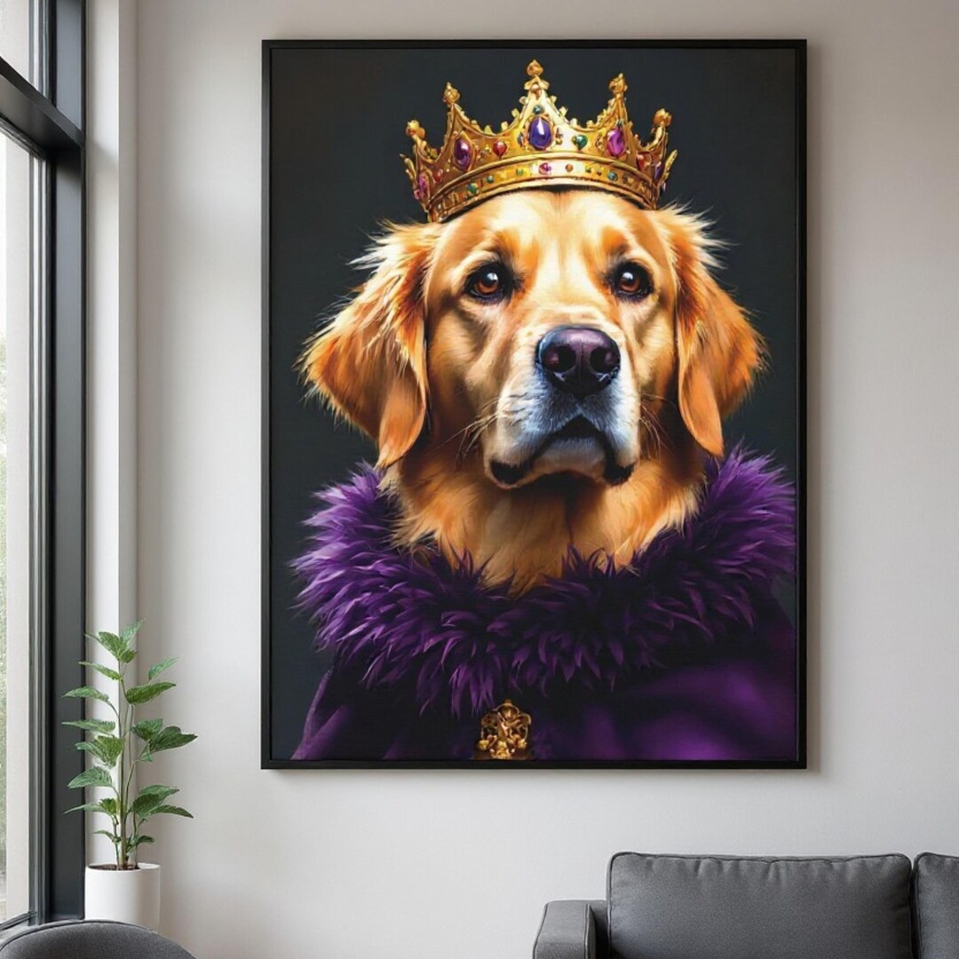 Custom Royal Dog Portrait From Photo, Personalized Dog Mom Gift, Pet ...