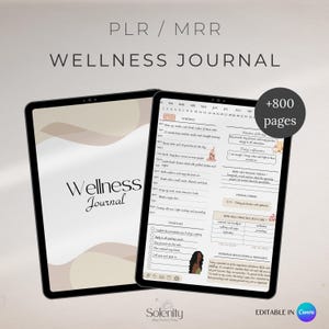 Modelo de diário de bem-estar digital PLR MRR, planejador de autocuidado, saúde mental, amor próprio e atenção plena, diário That Girl iPad para Goodnotes