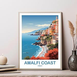 Amalfi Coast Italy Travel Poster, Amalfi Coast Poster Art, Italy Poster, Amalfi Coast Travel Wall Art, Italy Travel Wall Art | T2EU_ITAC1