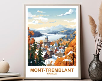 Mont-Tremblant Travel Art, Quebec Travel Poster Art , Mont-Tremblant Wall Art, Canada Travel Art, Travel Art Poster | T2NA_QUMT2