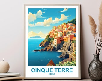 Affiche de voyage Cinque Terre, Art de voyage Cinque Terre, Affiche Italie, Art mural de voyage Cinque Terre, Art mural de voyage Italie | T2EU_ITCT1