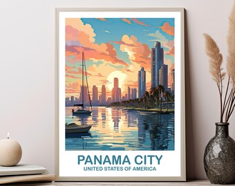 Panama City Travel Print, Panama City Travel Wall Art, Florida Wall Art Poster, City Skyline Wall Art, Florida Wall Art, Travel | T2NA_FLCP1