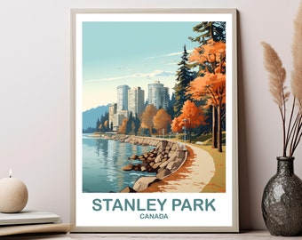 Stanley Park Travel Print, British Columbia Wall Art, Stanley Park Poster, Wall Art, Vancouver Travel Wall Art | T2NA_BCVA1