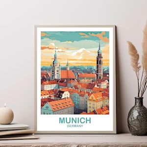 Arte de viaje de Múnich, Alemania, arte mural de Múnich, arte mural de Alemania, arte mural de viaje de Múnich, póster de viaje, arte mural de viaje / T2EU_GEMU1