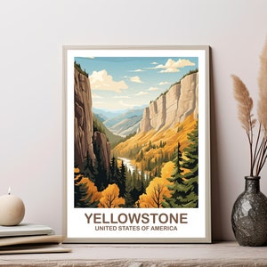 Yellowstone Park Travel Print, Travel Wall Art, National Park Poster, Yellowstone National Park Travel Wall Art, Travel Print | T2NA_WYYNP1