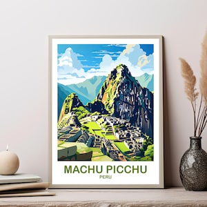 Póster de viaje a Machu Picchu, arte mural Puru, arte mural de Machu Picchu, póster de Perú, arte mural de viaje Arte de viaje a Machu Picchu Puru / T2SA_PEMA1