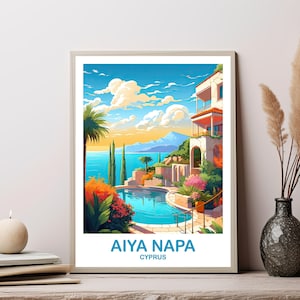 Aiya Napa Travel Art, Cyprus Wall Art, Aiya Napa Cyprus Wall Art Poster, Aiya Napa Poster, Travel Poster | T2EU_CYAN1