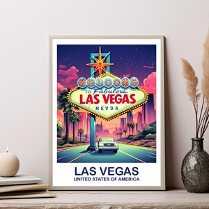 Las Vegas Travel Print, Las Vegas Sign, Las Vegas Wall Art Poster, Las Vegas Sign Poster, Las Vegas Nevada Poster Wall Art | T2NA_NVLV1
