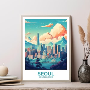 Seoul Korea Travel Poster, Seoul Skyline, Korea Wall Art Poster, City Skyline Wall Art, Travel Poster, Travel Wall Art | T2AS_SKSE1