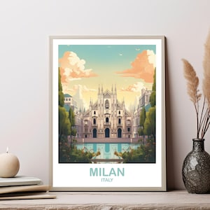 Milan Italy Travel Art Poster, Milan Travel Art, Italy Poster, Milan Travel Wall Art, Italy Travel Wall Art | T2EU_ITMI1