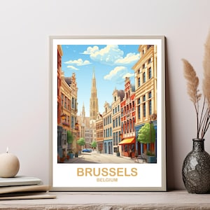 Brussels Travel Art Poster, Belgium Travel Art, Brussels Wall Art Poster, Belgium Travel Art Poster, Europe Travel Art Poster | T2EU_BEBR1