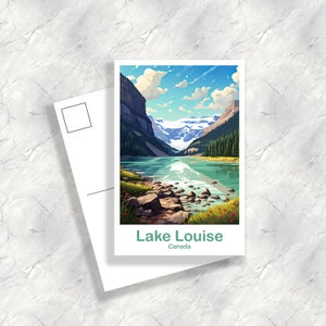 Postal de viaje de Lake Louise, postal de Alberta, arte de Lake Louise, postal, postal de viaje de Banff, postal de viaje de Canadá / T2NA_ABLL1_P