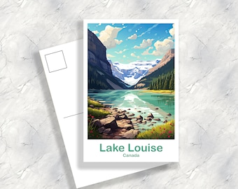 Lake Louise Travel Postcard, Alberta postcard, Lake Louise Art, Postcard, Banff Travel Postcard Canada Travel Postcard | T2NA_ABLL1_P