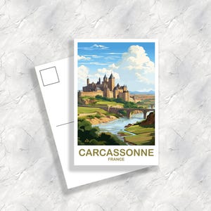 Postal de viaje de Carcassonne, Francia, Postal de Carcassonne, Arte de Carcassonne, Postal de Francia, Postal de Europa / T2EU_FRCA1_P