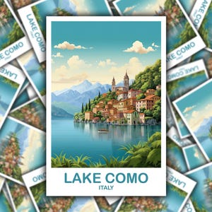 Lake Como Italy Postcard, Italy Travel Sticker Lake Como Travel Sticker Decal Art Italy Travel Europe Travel Sticker | T2EU_ITLC1_S
