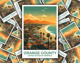 Adesivo da viaggio Orange County, adesivo da viaggio California, Los Angeles, City Skyline Art, adesivo California, adesivo da viaggio / T2NA_CAOC1_S