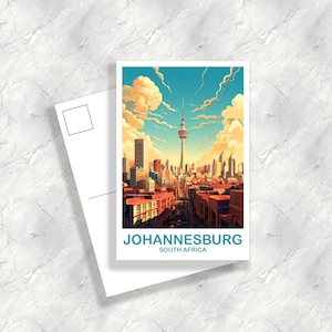 Arte delle cartoline di viaggio di Johannesburg, cartolina d'arte di Johannesburg del Sud Africa, arte delle cartoline di viaggio del Sud Africa, arte delle cartoline dell'Africa / T2AF_SFJO1_P