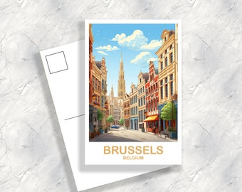 Carte postale d’art de voyage de Bruxelles, art de voyage de Belgique, carte postale d’art de Bruxelles, art de voyage de Belgique, carte postale d’art de voyage d’Europe | T2EU_BEBR1_P
