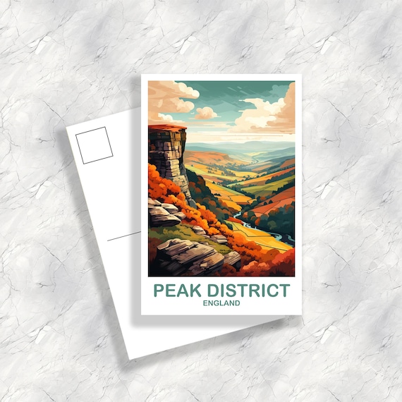 Peak District England Travel Postcard Art, England Postcard, Peak District National Park Travel Postcard, England Travel Art | T2EU_ENPD1_P