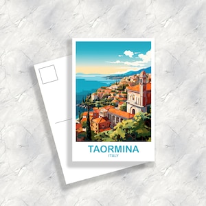 Taormina Italien Reisepostkarte, Taormina Reisekunst, Italien Postkarte, Taormina Reisepostkartenkunst, Italien Reisepostkartenkunst | T2EU_ITTA1_P