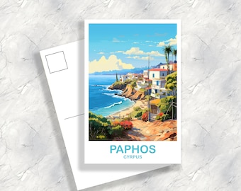 Paphos Cyrprus Travel Postcard Art, Cyprus Travel Art, Paphos Postcard, Cyprus Travel Postcard Art, Travel Postcard | T2EU_CYPA1_P