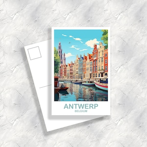 Antwerp Belgium Travel Art postcard, Belgium Travel, Belgium Postcard, Antwerp Travel Art, Europe Travel Postcard, Bruges Art | T2EU_BEAN1_P