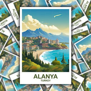 Stickers de voyage Turquie Alanya, Stickers Alanya Turquie Cartes postales Europe Cartes postales de voyage Turquie Cartes postales de voyage | T2EU_TUAL1_S