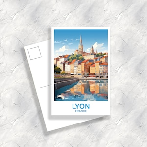 Lyon France Travel Postcard, Lyon Postcard, Lyon Travel Art, France Postcard, France Travel, Europe Postcard | T2EU_FRLY1_P