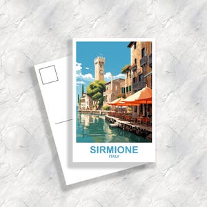 Sirmione Italy Travel Postcard, Sirmione Travel Postcard, Italy Postcard, Sirmione Travel Art, Italy Travel Postcard | T2EU_ITSI1_P