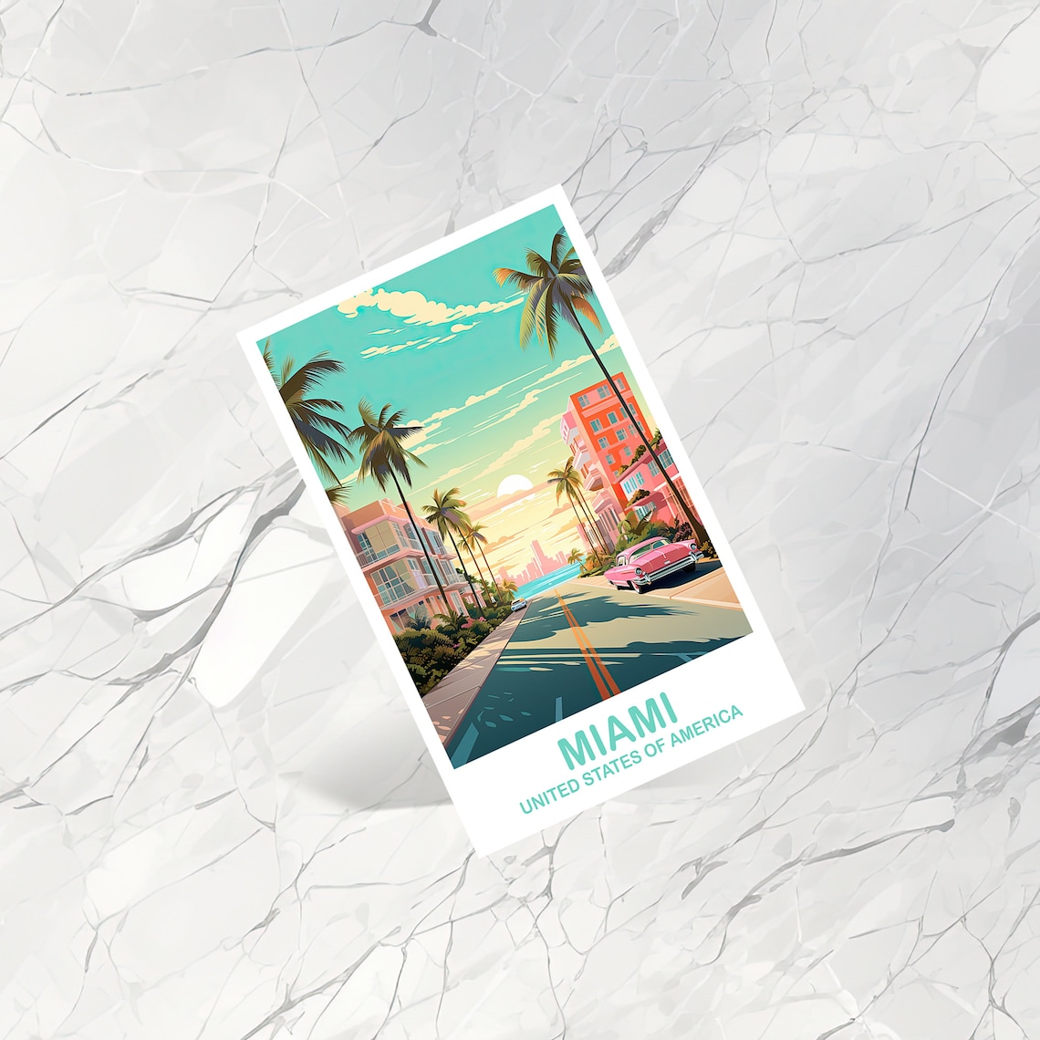 Miami Florida Travel Postcard, Miami Travel Art Postcard, Florida Art ...