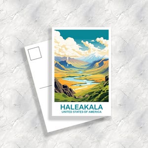 Carte postale d'art pour parc national d'Haleakala, art de carte postale de voyage à Hawaï, carte postale d'art d'art mural Haleakala, carte postale de parc national | T2NA_HAHNP1_P