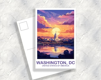 Washington DC Travel Postcard, Washington DC Postcard, White House Poster, City Skyline Sunset Postcard, North America | T2NA_DCWA1_P