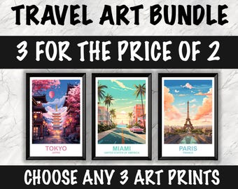 3 Digital Personalized Travel Prints | Custom Printable Travel Wall Art