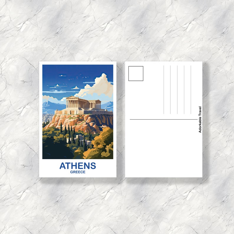 Athens Greece Travel Postcard Art, Athens Travel, Athens Postcard ...