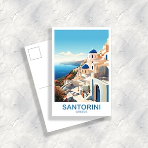 Art de carte postale de voyage en Grèce de Santorin, Carte postale de Santorin, Carte postale de voyage en Grèce, Carte postale de voyage en Europe | T2EU_GRSA1_P