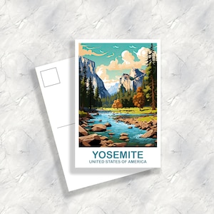 Postal de viaje del Parque Yosemite, Arte de viaje de California, Postal del Parque Nacional, Parque Nacional Yosemite, Postal de viaje / T2NA_CAYNP1_P