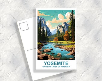 Yosemite Park Travel Postcard, California Travel Art, National Park Postcard, Yosemite National Park, Travel Postcard | PT2NA_CAYNP1