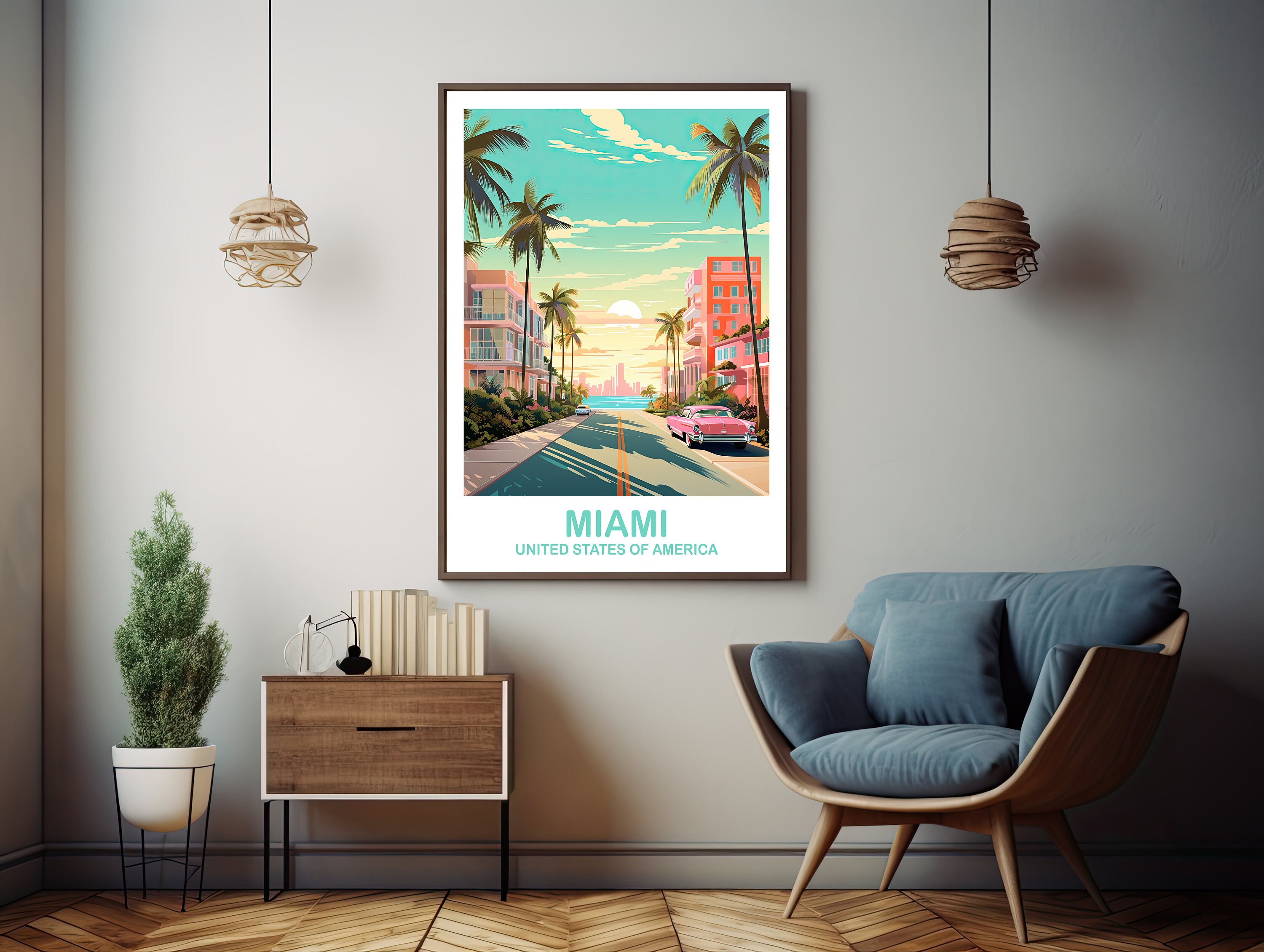 Printable Miami Travel Print, Miami Travel Wall Art, Digital Florida ...