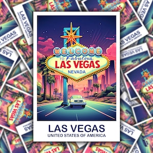 Pegatina de viaje de Las Vegas, pegatina de letrero de Las Vegas, pegatina de arte de Las Vegas, pegatina del horizonte de la ciudad, pegatina de equipaje / T2NA_NVLV1_S
