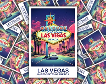 Las Vegas Travel Sticker, Las Vegas Sign Sticker, Las Vegas Art Sticker, City Skyline Sticker, Luggage Sticker | T2NA_NVLV1_S