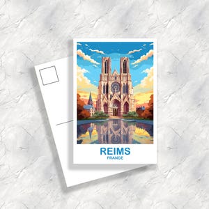 Reims France Travel Postcard, France Postcard,  France Postcard Art, Reims Travel Postcard, Europe Travel Postcard | T2EU_FRRE1_P