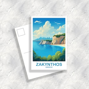 Carte postale de voyage en Grèce à Zante, Carte postale de Zante, Carte postale de voyage en Grèce, Carte postale de voyage en Europe, Art de voyage | T2EU_GRZAK1_P