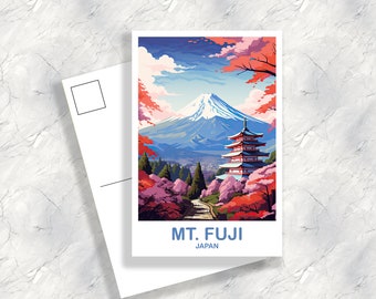 Carte postale de voyage du Mont Fuji, carte postale d’art mural du Japon, art mural de voyage, carte postale d’art de voyage paysager, carte postale de voyage du Japon | T2AS_JAHO5_P