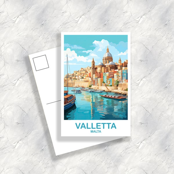 Postal de viaje de La Valeta Malta, Postal de viaje de La Valeta, Arte postal de Malta, Postal de viaje de Europa, Postal de viaje / T2EU_MAVA1_P