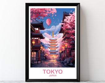 Digitale reiskunst Tokio, skyline van Tokio, muurkunstposter Japan, kunst aan de muur skyline stad, digitale afdrukbare reiskunst, kunst aan de muur | DT2AS_JATO5