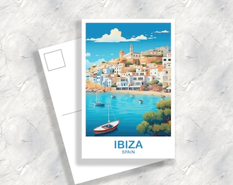Ibiza Spain Travel Postcard Art, Spain Travel Postcard, Ibiza Art Postcard, Spain Travel Art Postcard | T2EU_SPIB1_P