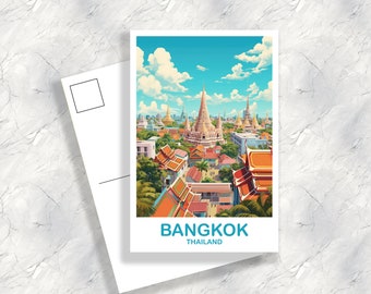 Bangkok Thailand Travel Postcard, Travel Art Postcard, Bankok Postcard, Thailand Postcard, Travel Postcard | T2AS_THBA1_P