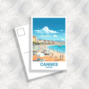 Postal de viaje de Cannes, Francia, postal de Cannes, impresión artística de Cannes, postal de Francia, postal francesa, postal de Europa / T2EU_FRCAN1_P