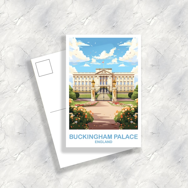 Carte postale du palais de Buckingham, Art de voyage de Londres, Carte postale d’Angleterre, Art mural de voyage de Buckingham, Art mural de voyage d’Angleterre | T2EU_ENLO1_P