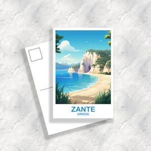 Arte de postal de viaje a Zante, Grecia, postal de Zante, postal de viaje a Grecia, postal de viaje a Europa, arte de viaje a Zante, Grecia / T2EU_GRZA1_P